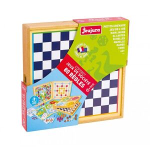 Coffret de jeux classiques - 80 règles - Pions en bois